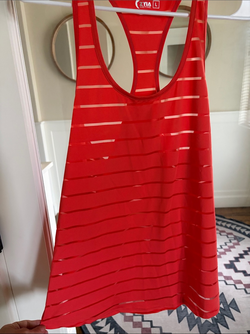 ZYIA Sheer-Stripe Racerback Tank